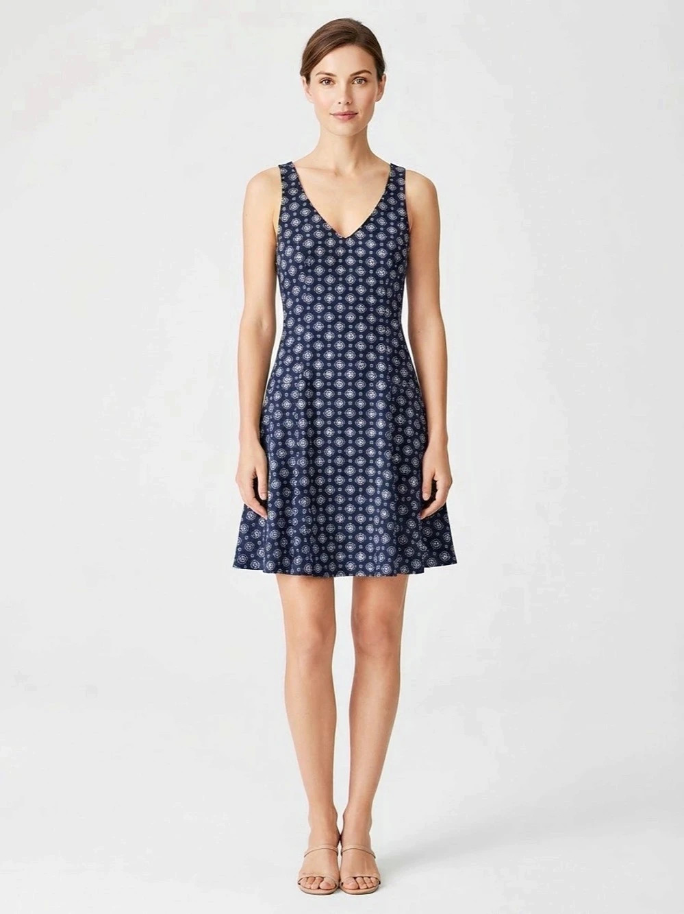 Abercrombie & Fitch Navy Printed A-Line Dress Size S